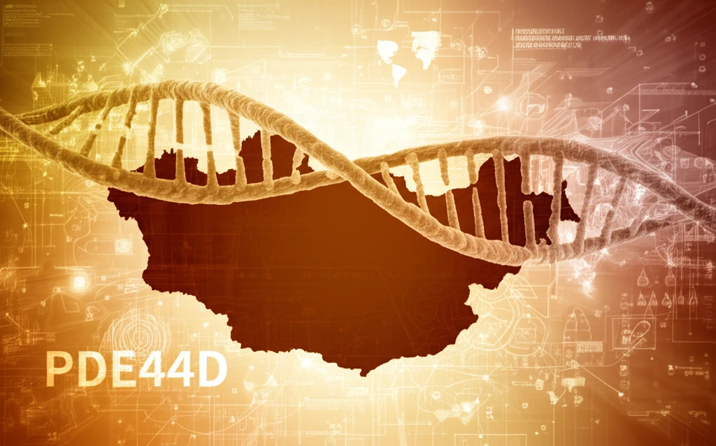 DNA strand intertwined with Inner Mongolia map, symbolizing genetics and stroke risk.