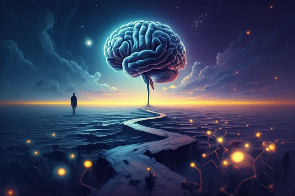 Surreal illustration of metabolic pathways affecting mental health during Hepatitis C treatment.