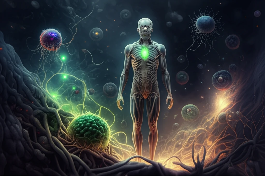 Immune system battling cancer cells