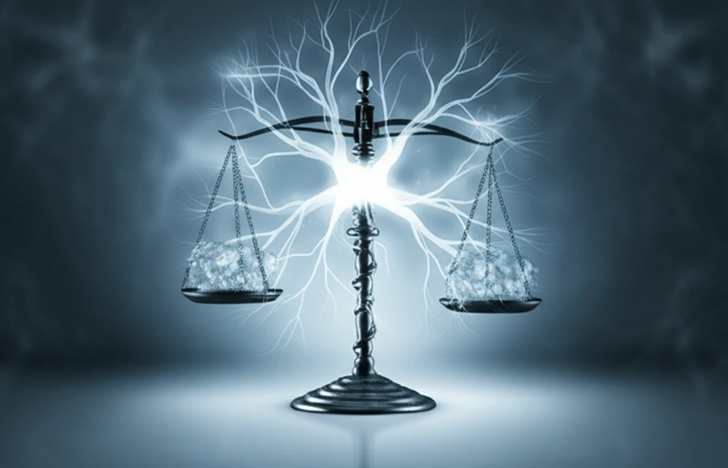 Surreal illustration of neuroendocrine tumor and electrolyte balance.