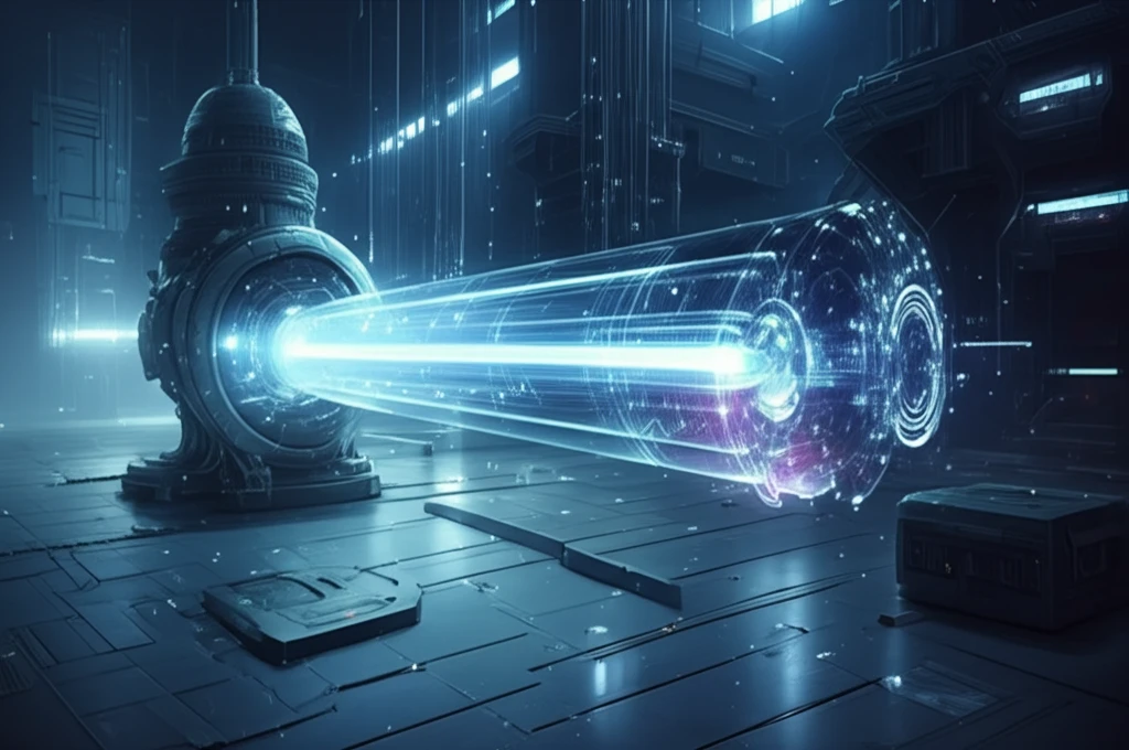 Surreal illustration of light interacting with an optical fiber.