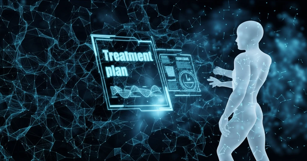 Interconnected glowing nodes forming a complex web, representing personalized treatment.