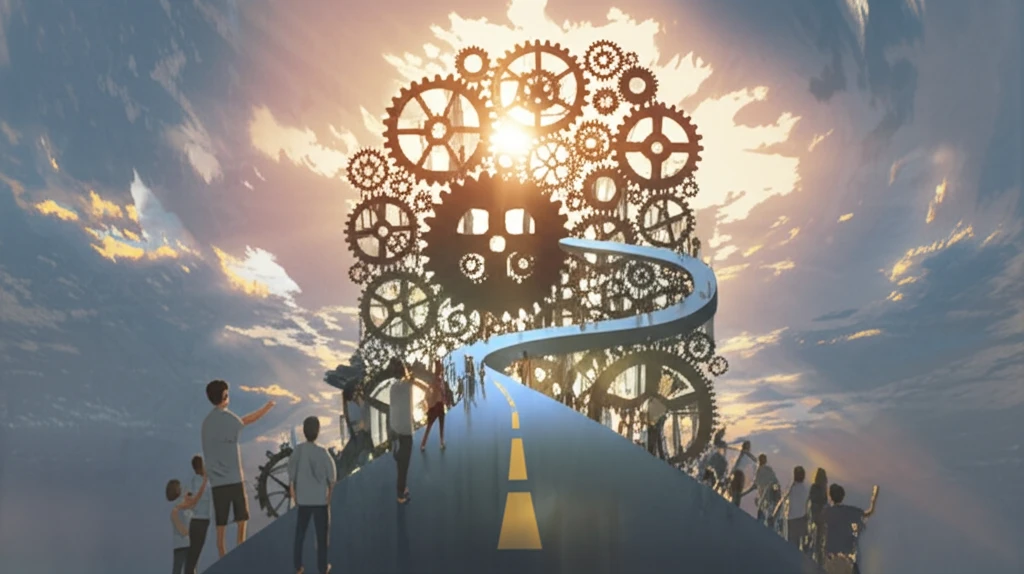 Surreal illustration of European Social Fund mechanisms advancing equality.