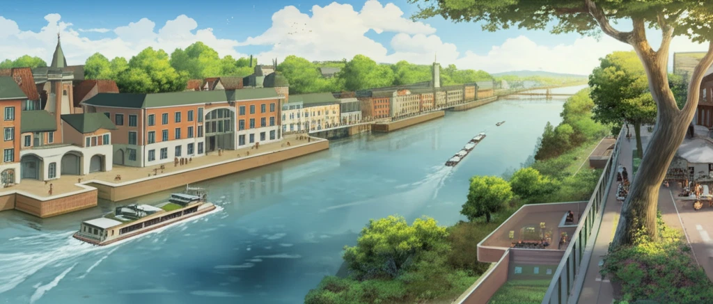 Futuristic Aldingen Lock blending history and sustainable tech.
