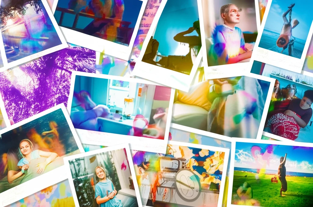 A collage of photos representing a teenager's journey through cancer treatment.