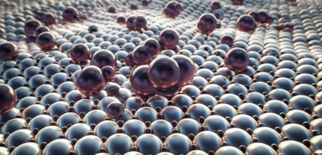 Microscopic view of boron atoms infusing into a metal surface