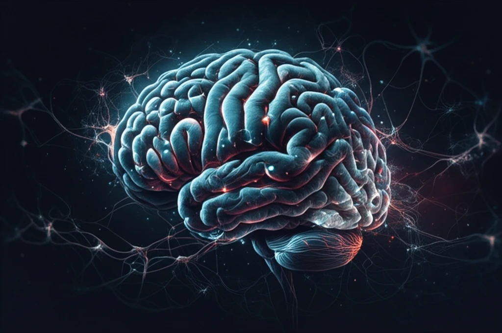 Glowing brain composed of interconnected neurons.