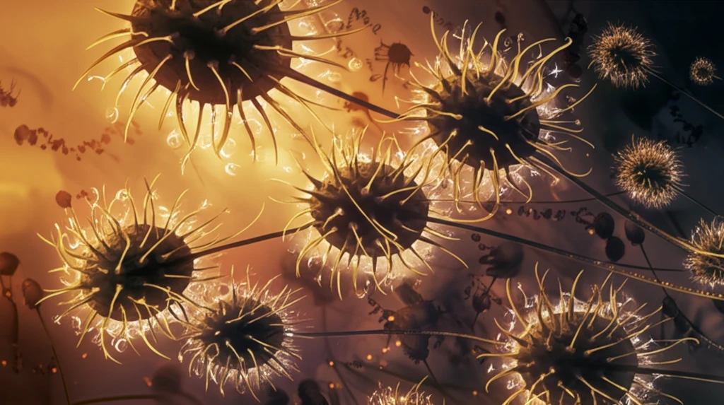 Giant dodder seeds with interconnected molecular structures, symbolizing antioxidant properties.