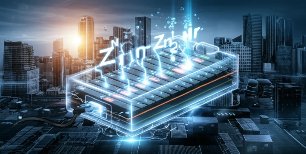 Futuristic cityscape powered by transparent Zinc-Air Battery.