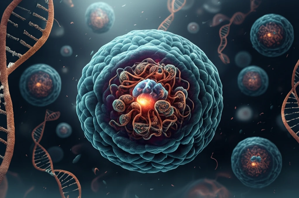 Surreal illustration of PA2G4 protein within a cellular environment.