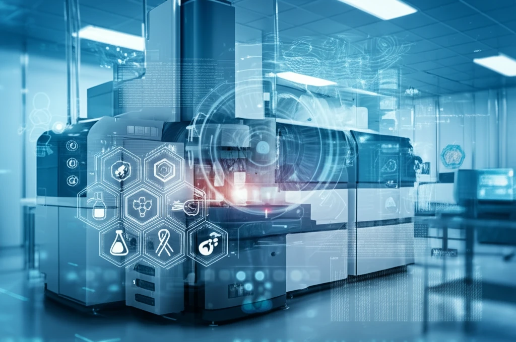 Advanced LC-MS³ equipment in a medical lab, symbolizing personalized cancer therapy.