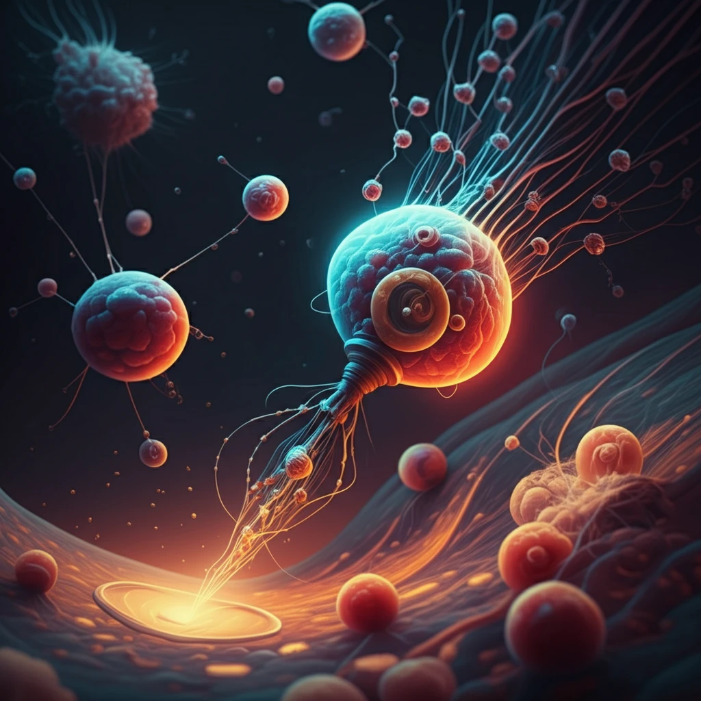 Microscopic view of a biosensor detecting cancer cells.