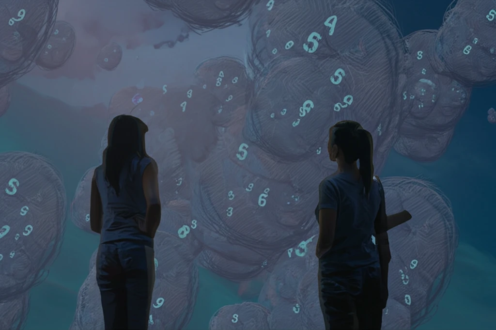 Reflection in a mirror showing numbers instead of a face, symbolizing the focus on data over personal health.