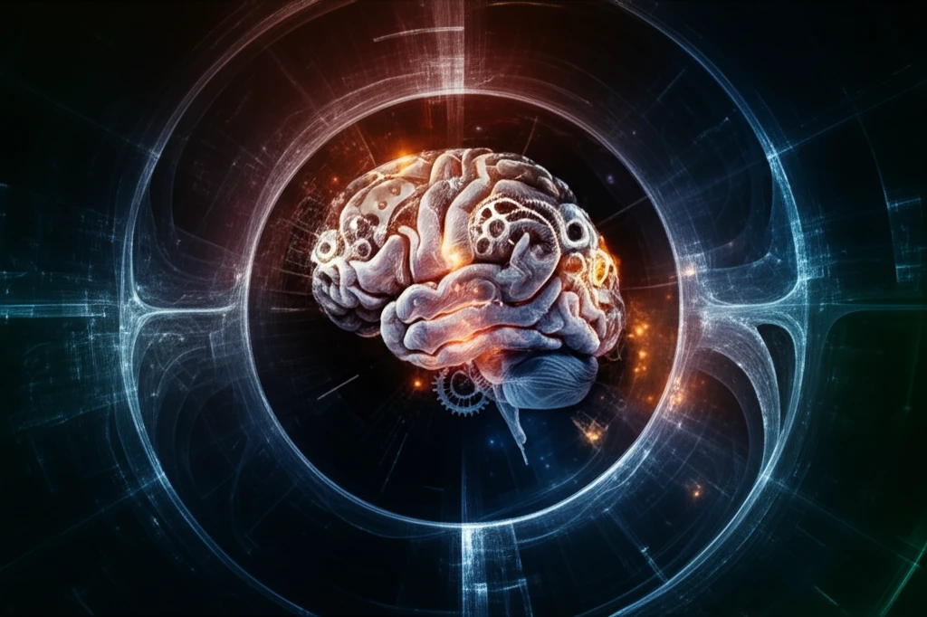 Surreal illustration of a brain formed by gears representing social theory concepts.