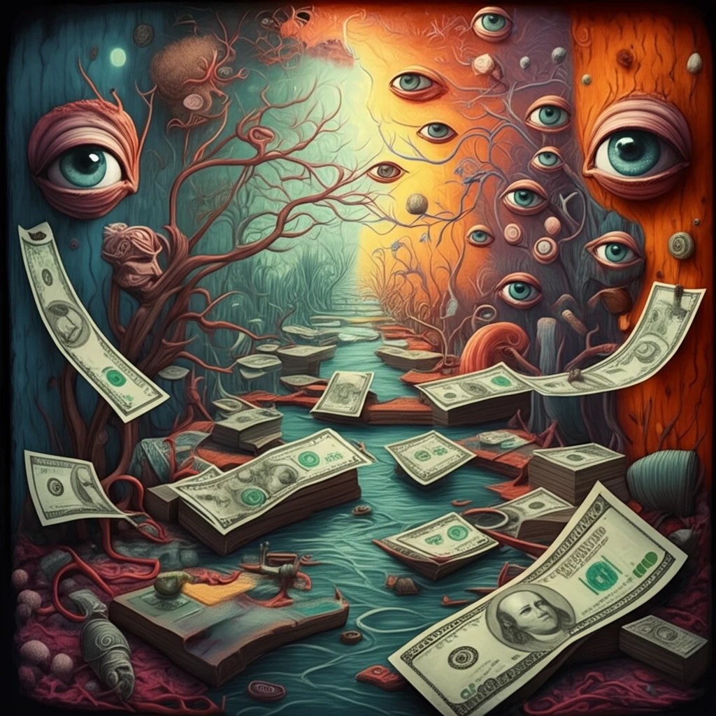Financial landscape with a river of cash