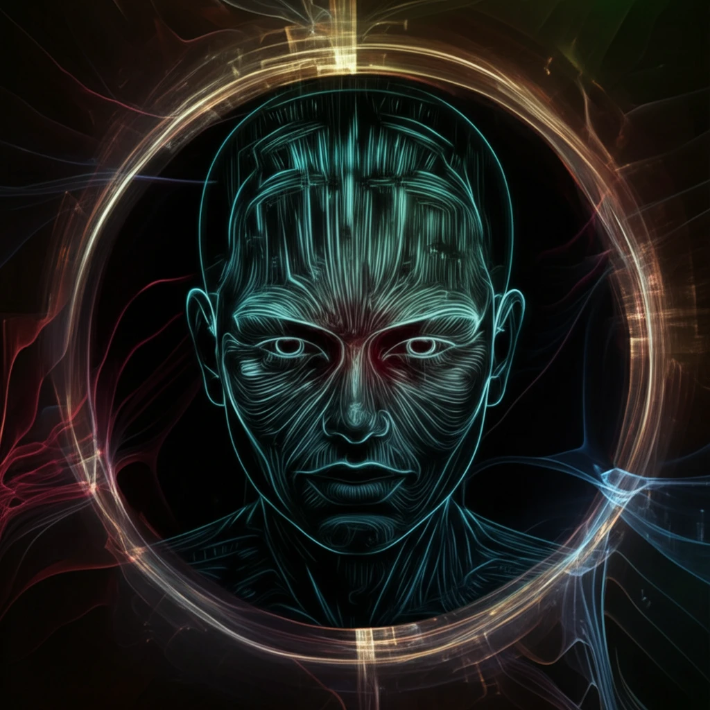 Digital illustration of facial expression recognition technology.