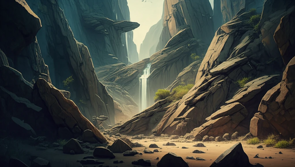Surreal illustration of the Kadiri Schist Belt showcasing layers of folded rock formations, symbolizing the tectonic forces and deep geological time.
