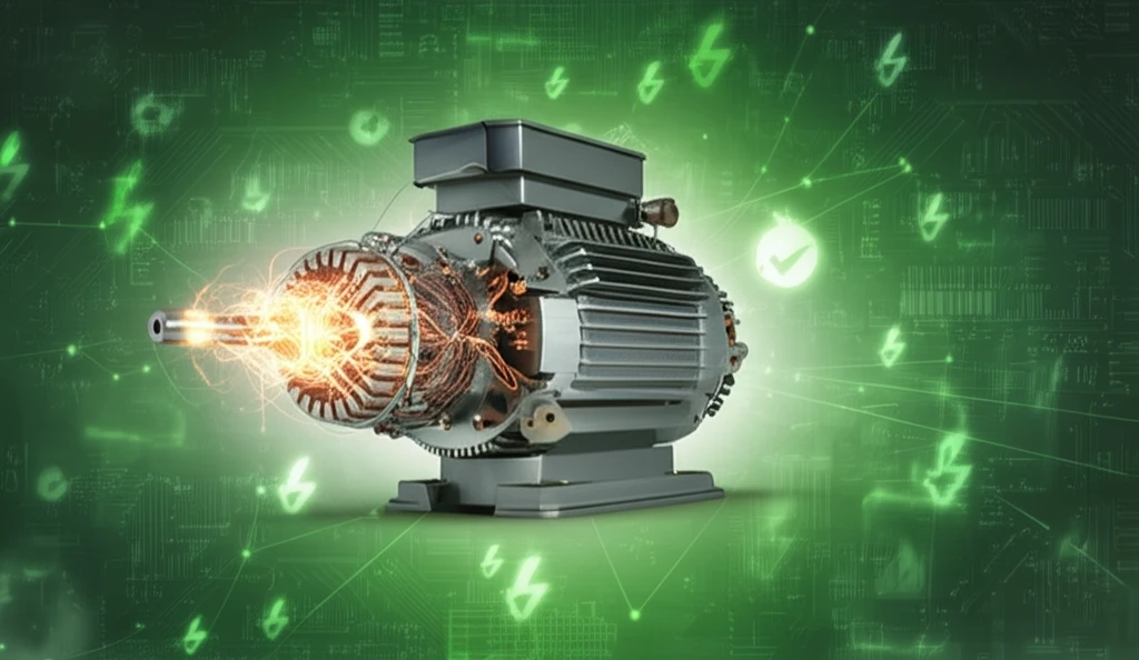 Futuristic electric motor with glowing magnetic fields