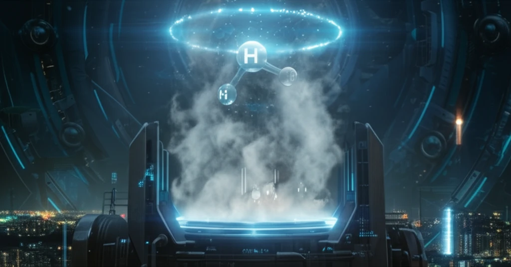 Futuristic bioreactor producing clean hydrogen energy.