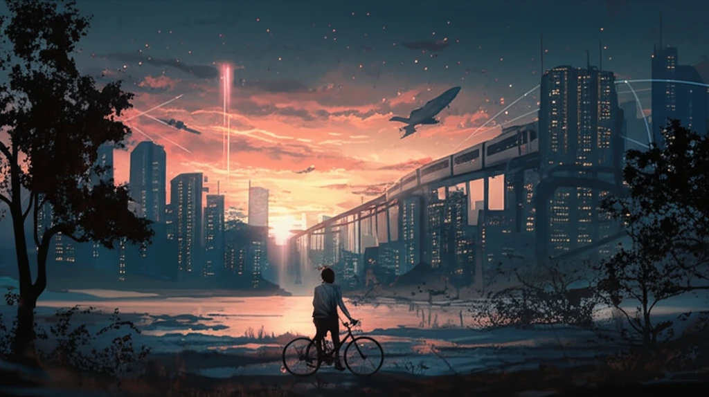 Surreal cityscape illustrating regional urbanization.