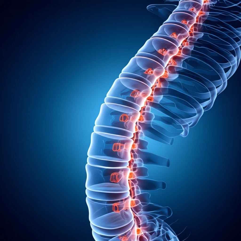 Spine with light being fused into each disk.