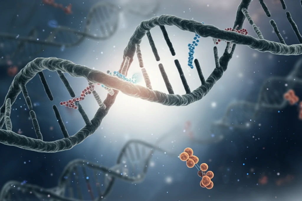 Microscopic view of sRNAs interacting with plant DNA