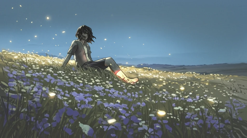 Relaxing Lavender Field with Person Experiencing Leg Relief