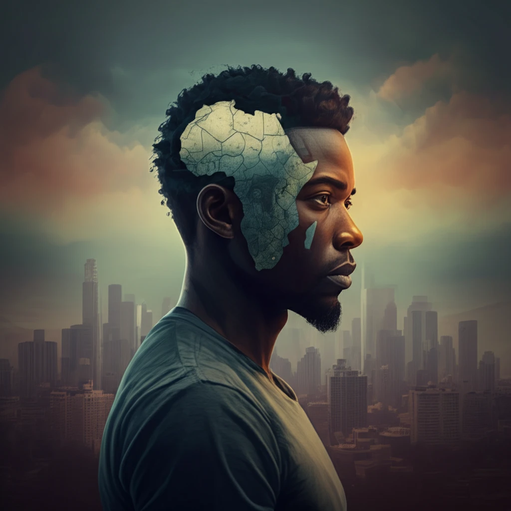 Illustration symbolizing the mental health journey of African gay and bisexual migrants.