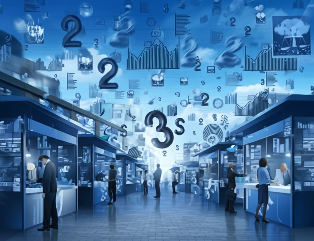 A vibrant marketplace of financial statements, auditors, and economic indicators.