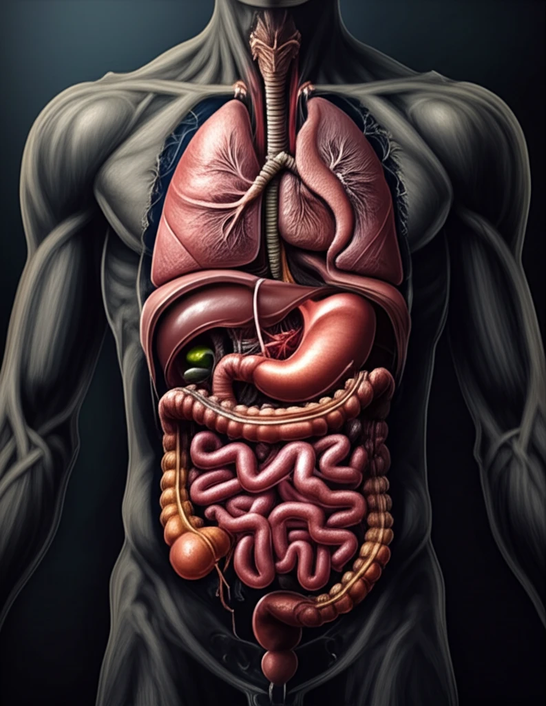Surreal illustration of a diaphragmatic hernia.