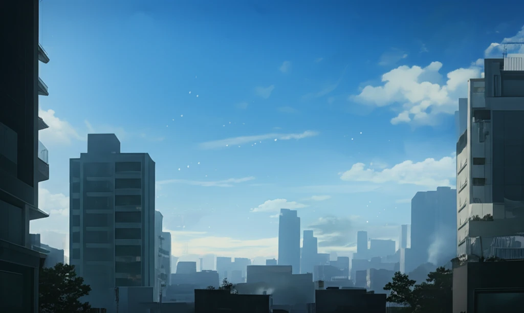 A surreal illustration symbolizing the balance between clean air and urban pollution, highlighting the ozone layer.