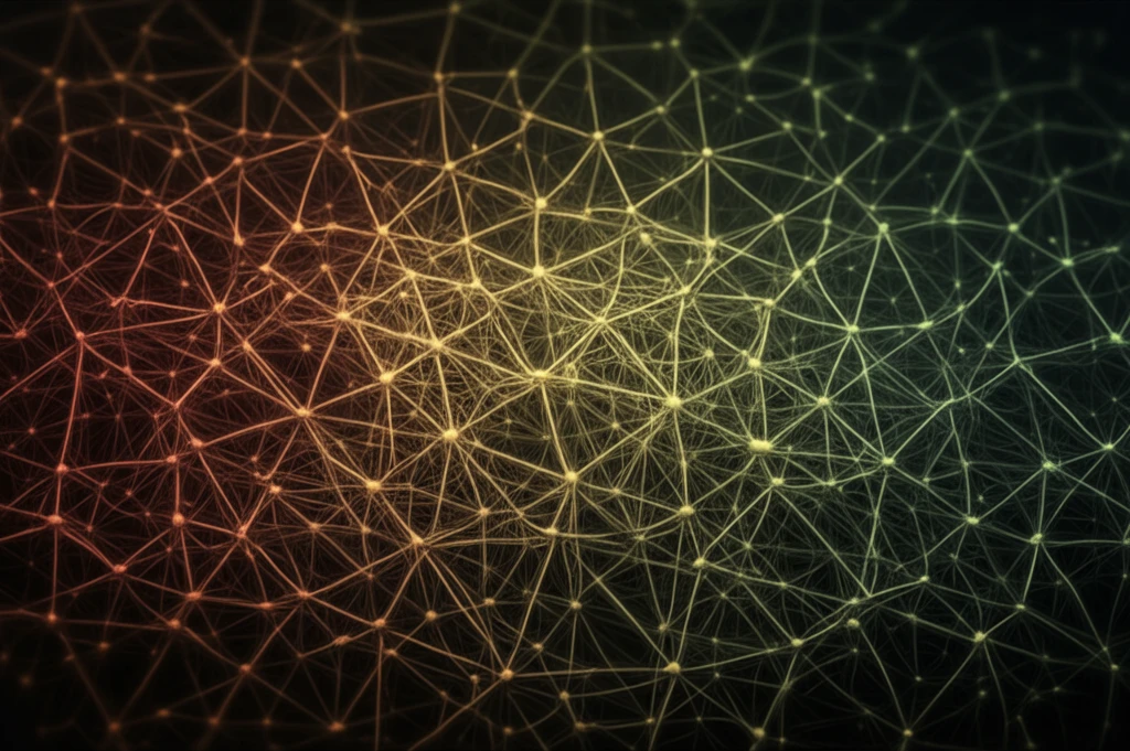 Complex network fading from green to red, representing failure prediction.