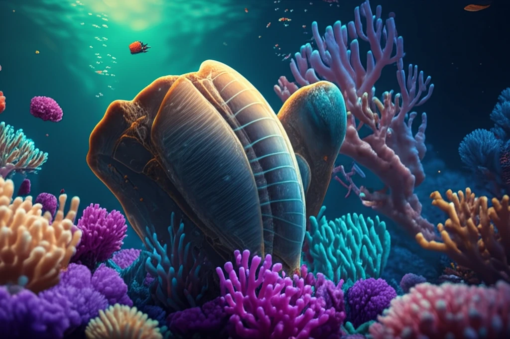 Surreal illustration of otoliths revealing ocean secrets.