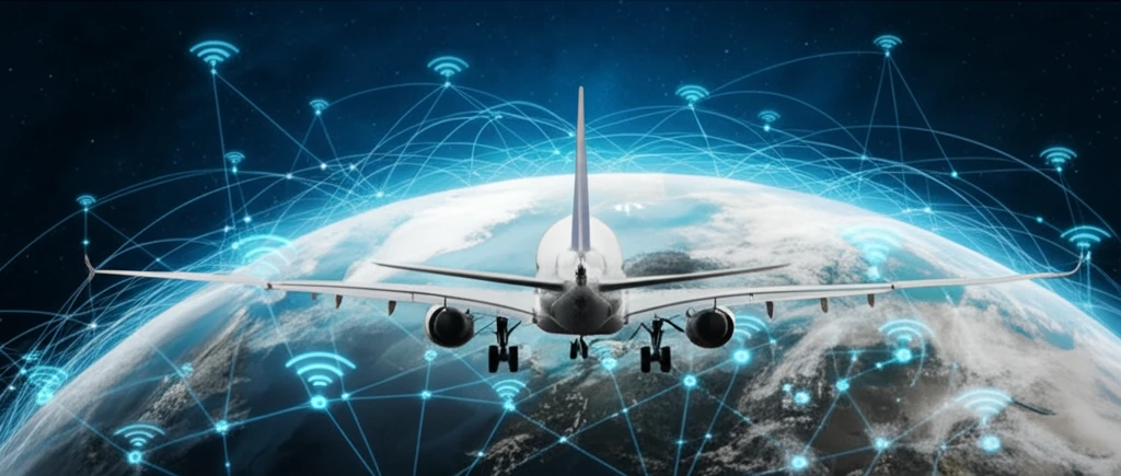 Aircraft health monitoring system using IOT technology with interconnected sensor nodes.