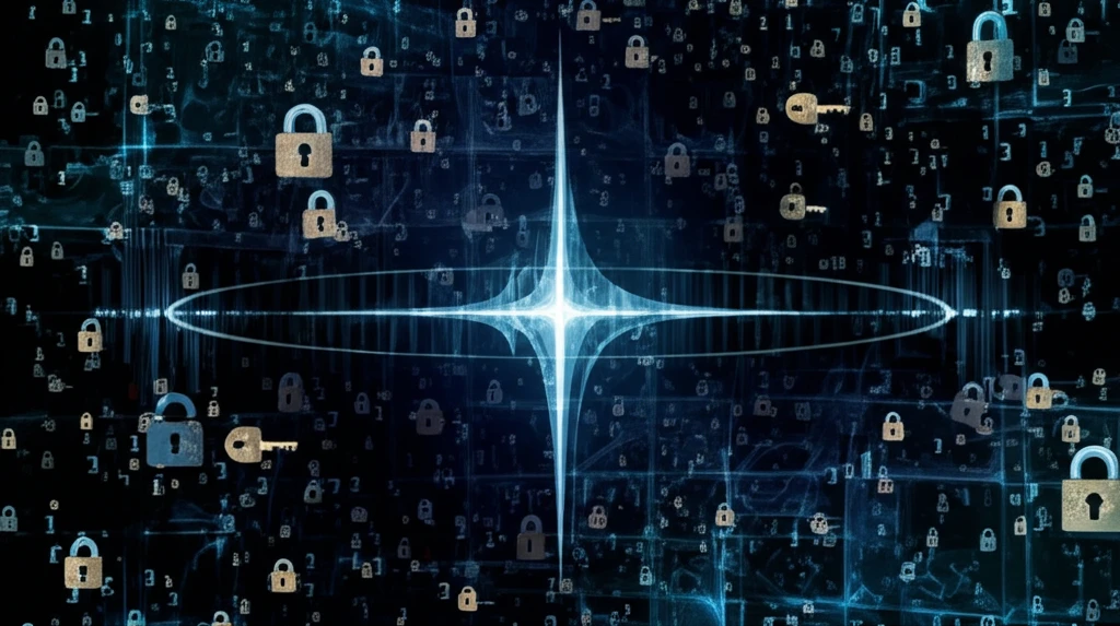 Surreal illustration of an elliptic curve in a prime number field with locks and keys representing cryptography.