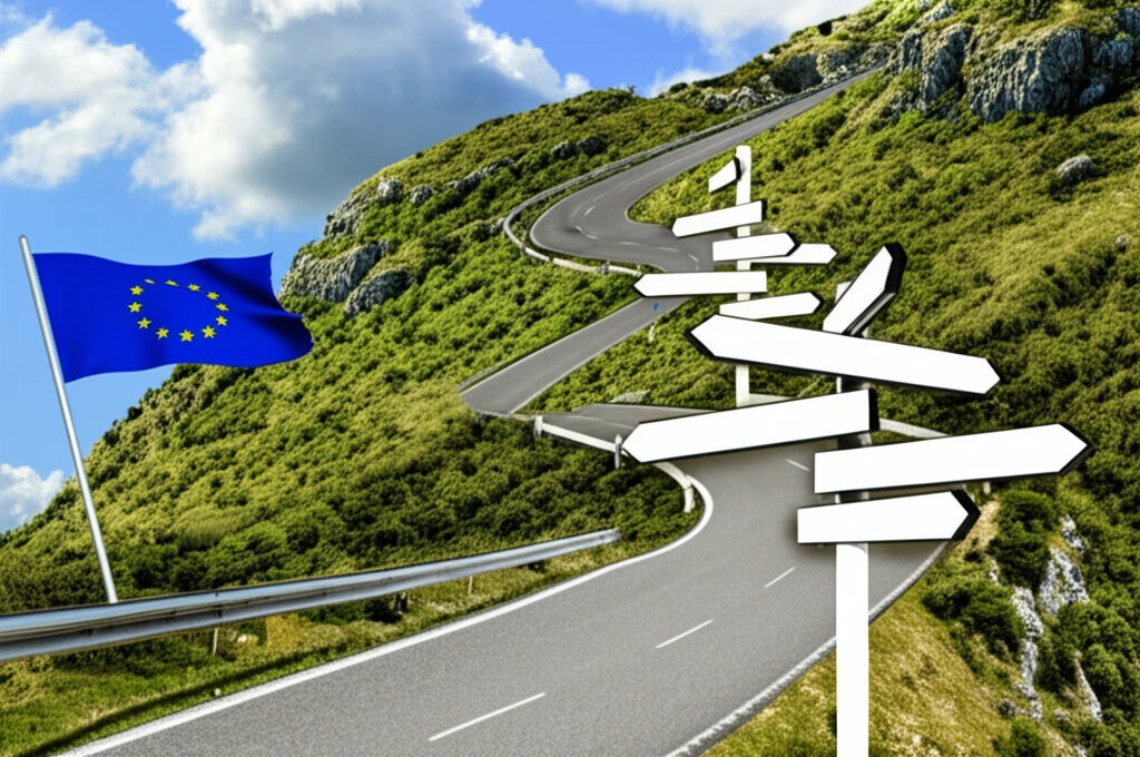 Winding road in the Balkans symbolizing uncertainty and transition in Europeanization.