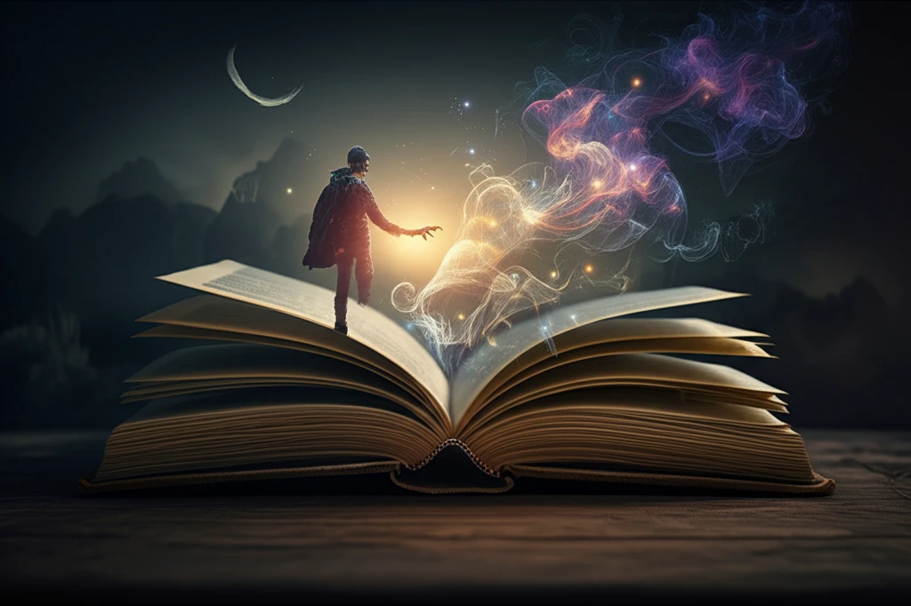 A person reaching for an ancient book that glows, symbolizing the search for mental clarity.