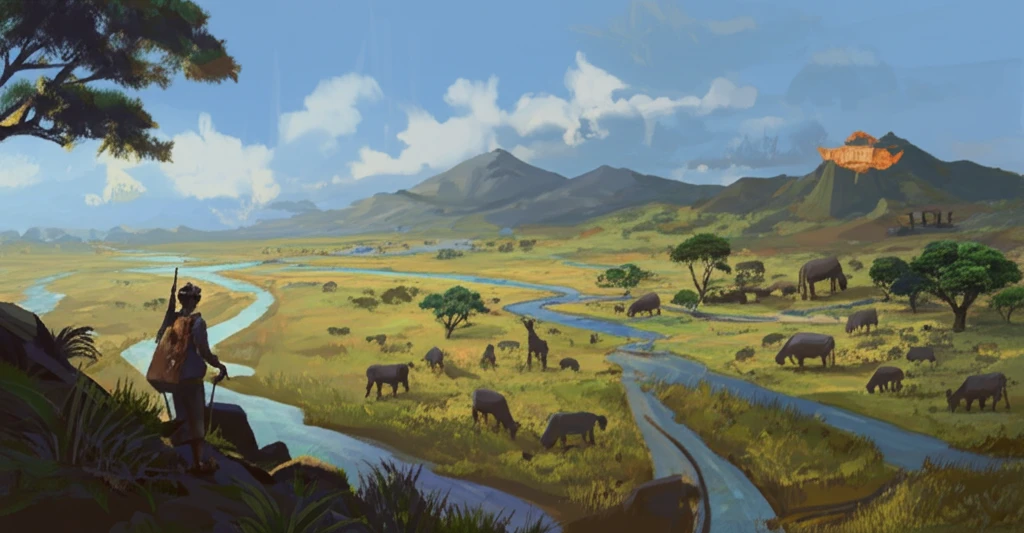 African savanna illustrating conservation and pastoralism.