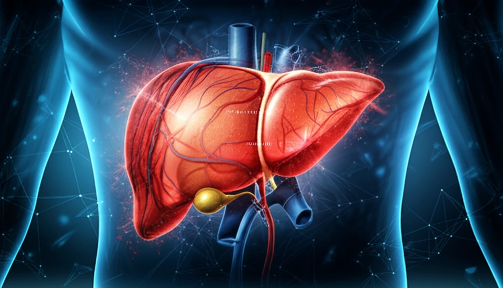 Illustration of a healthy liver regulating insulin sensitivity through carbohydrate metabolism.
