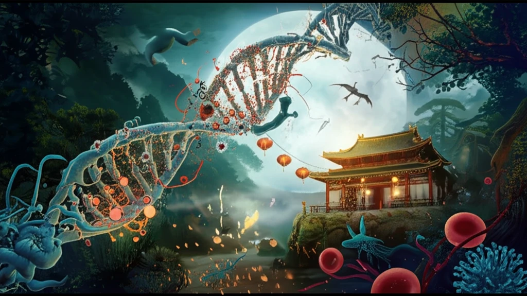 A surreal image representing the genetic mutations driving colorectal cancer in Taiwanese patients.