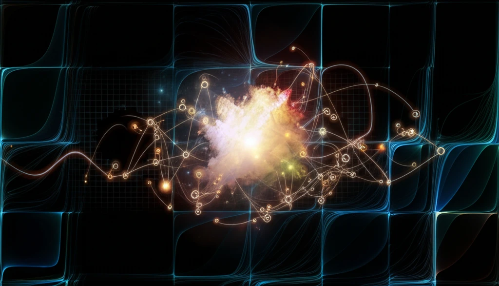 Surreal digital illustration of interconnected cloud resources in a graph theory framework