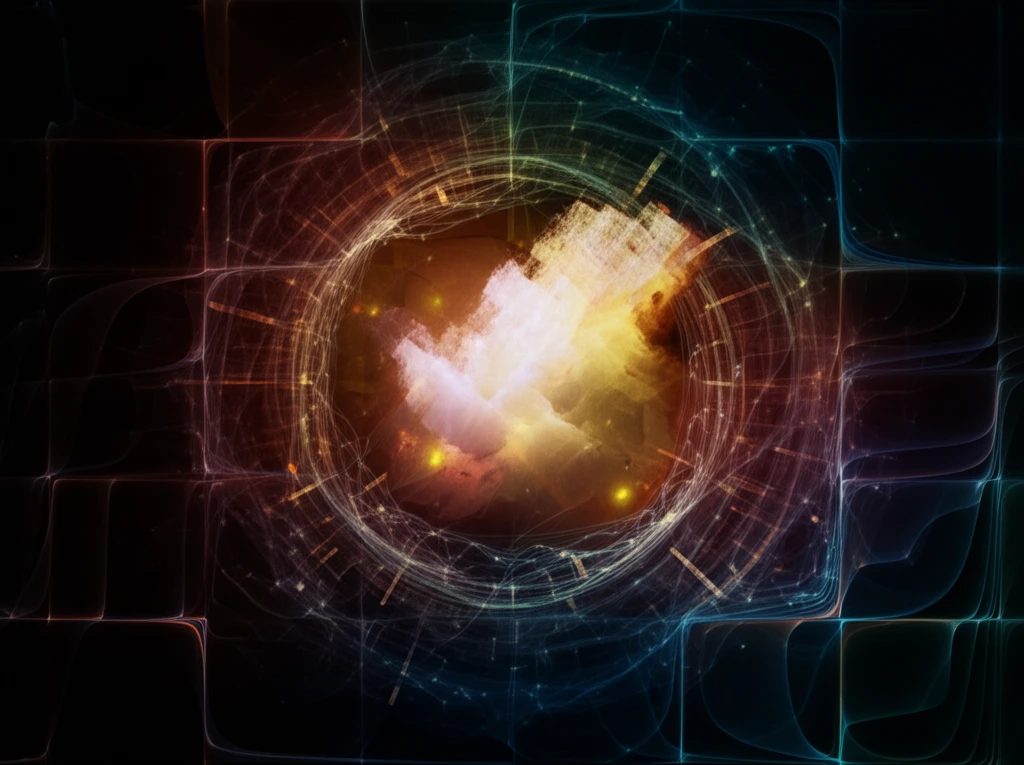 Neural network interwoven with wavelet patterns.