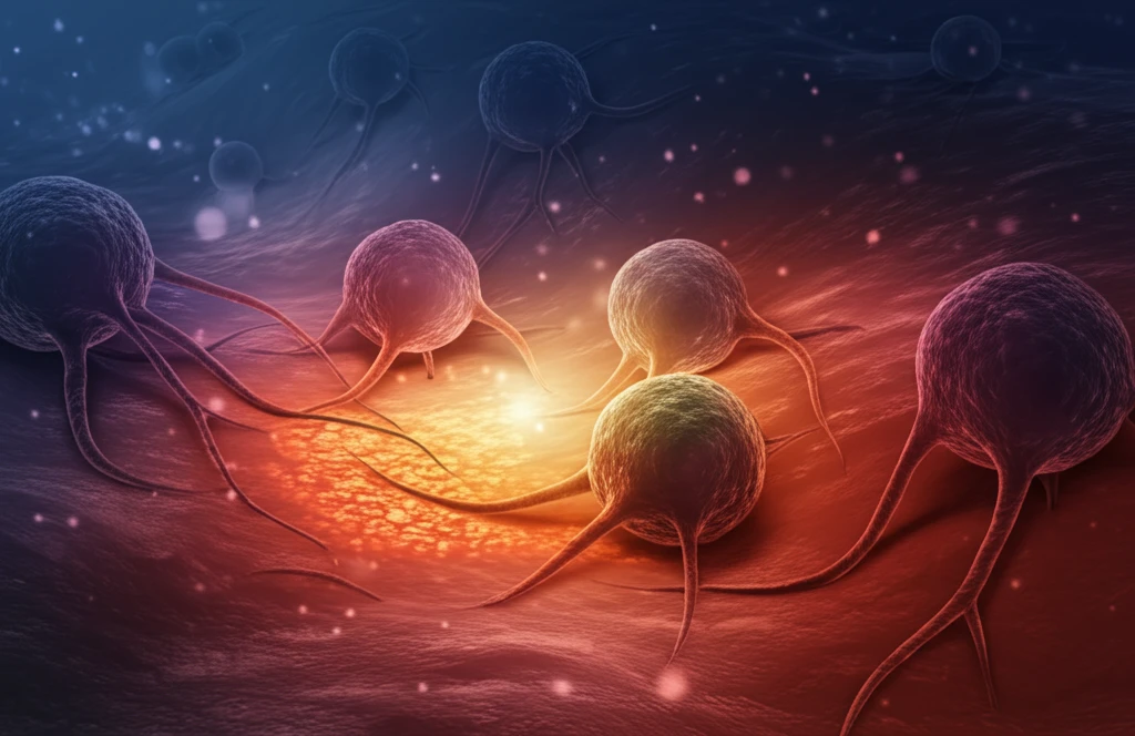 Cancer cells receding, replaced by healthy tissue.
