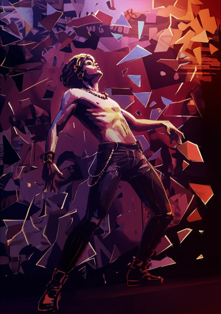 Surreal illustration of a queer performer breaking societal norms.