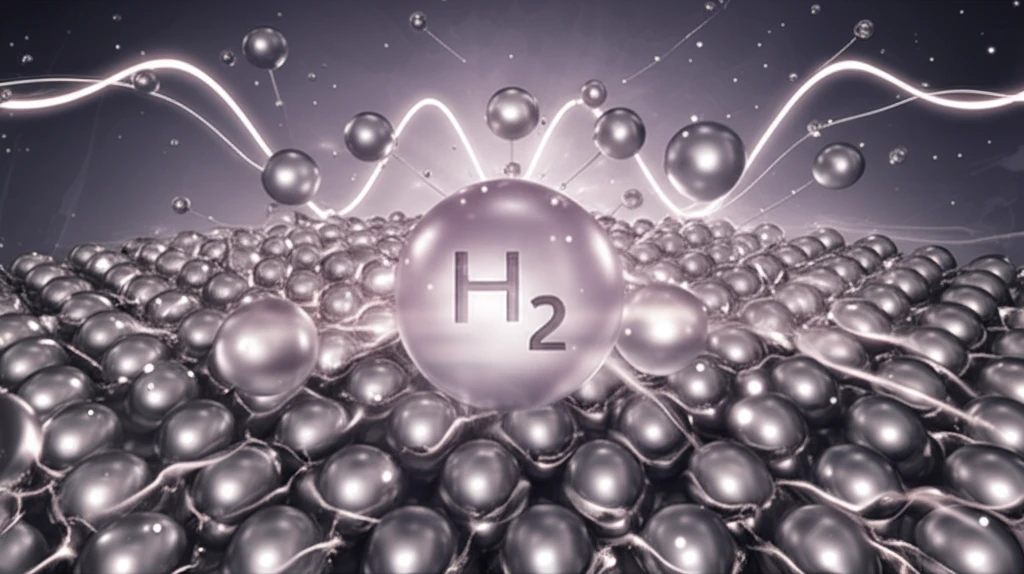 Hydrogen atoms interacting with a tungsten crystal surface.