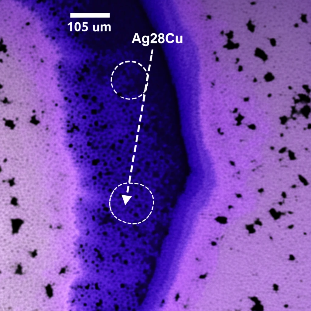 Digital illustration of titanium alloy brazing showcasing intermetallic phase formation.