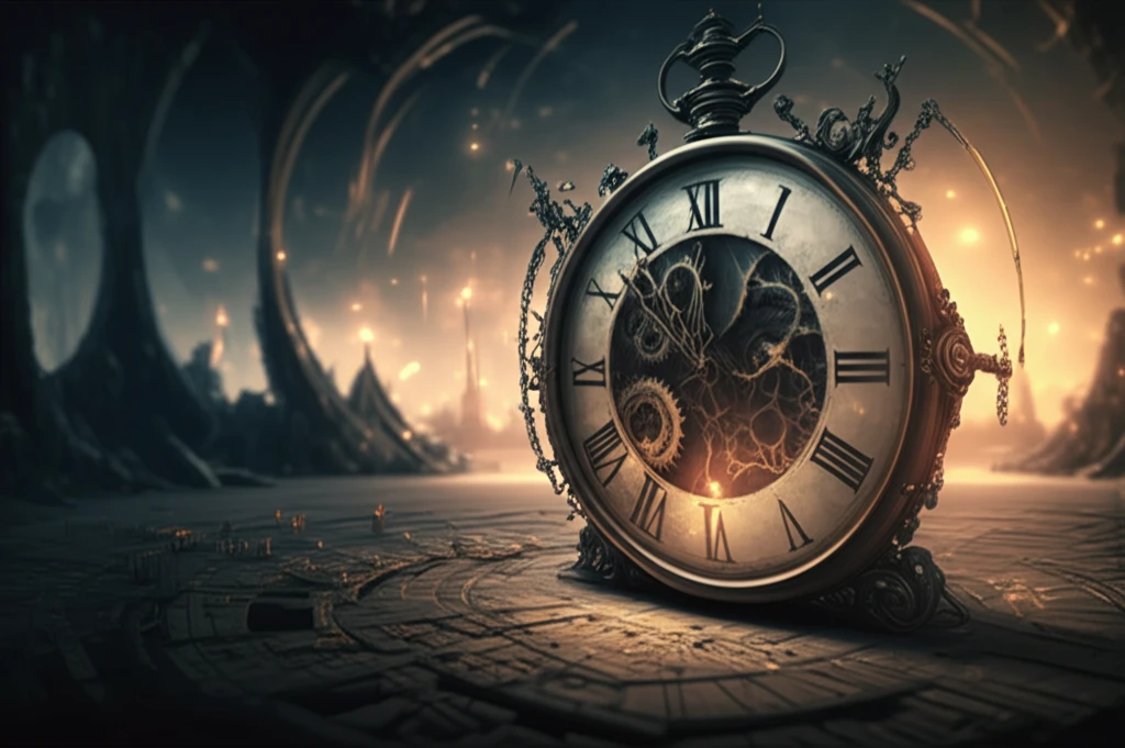 Abstract illustration of time melting into equations.