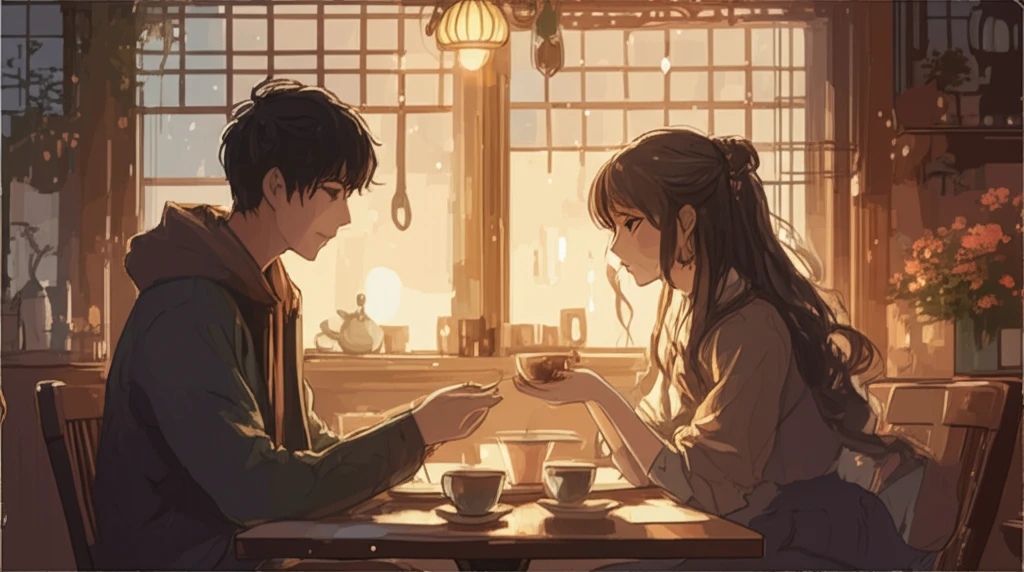 Illustration of two people sharing a meaningful conversation with subtle nods showing understanding.