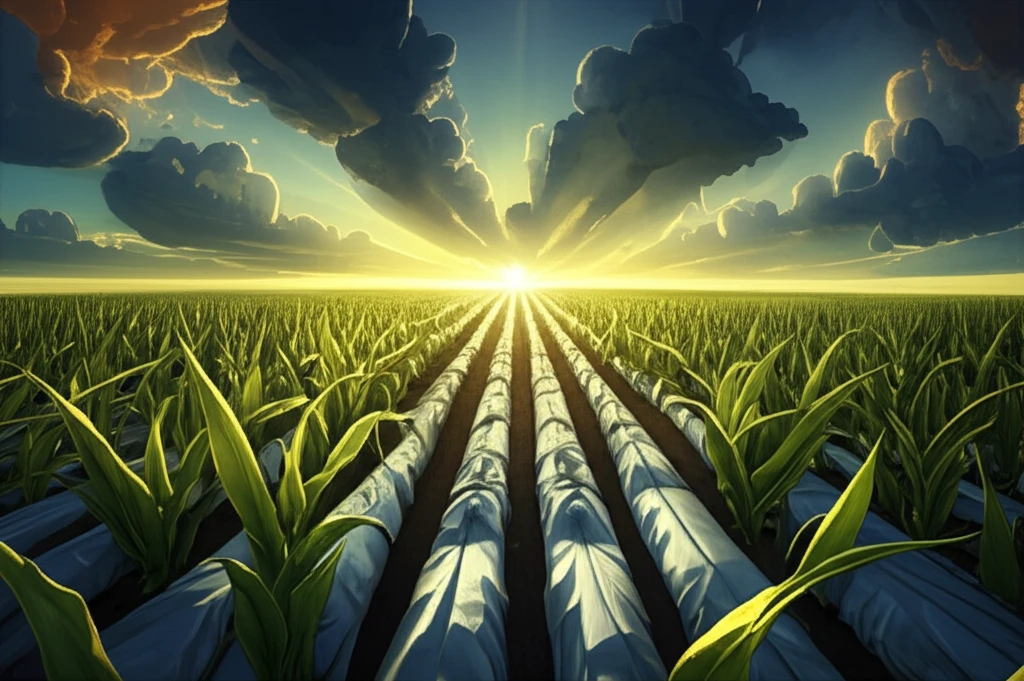 Optimized maize field with ridge-furrow and film cover.