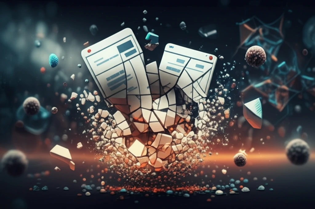 Shattered scientific journal reforming, symbolizing scientific integrity